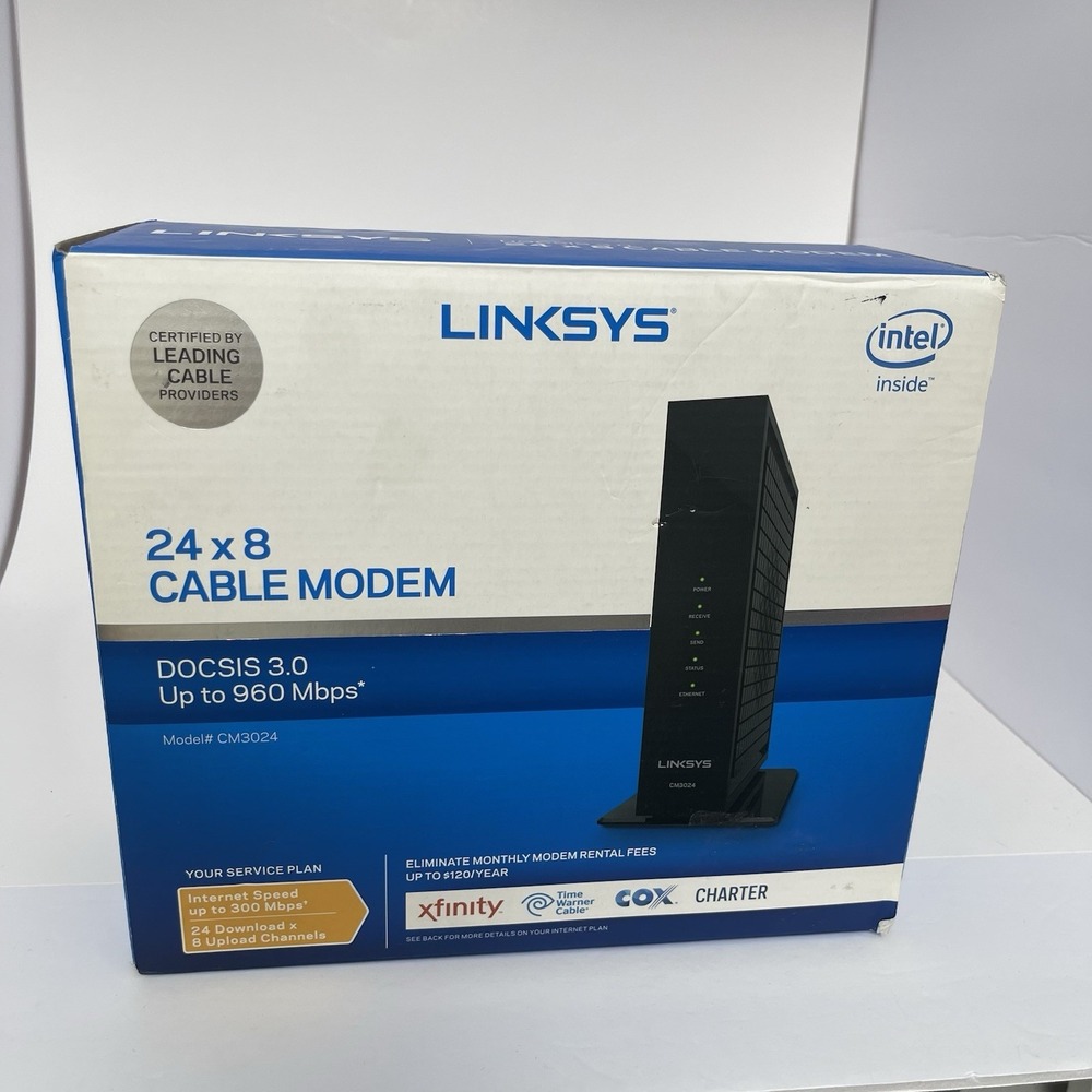 LINKSIS 24X8 DOCSIS 3.0 Model #CM3024. Cable Modem Open Box